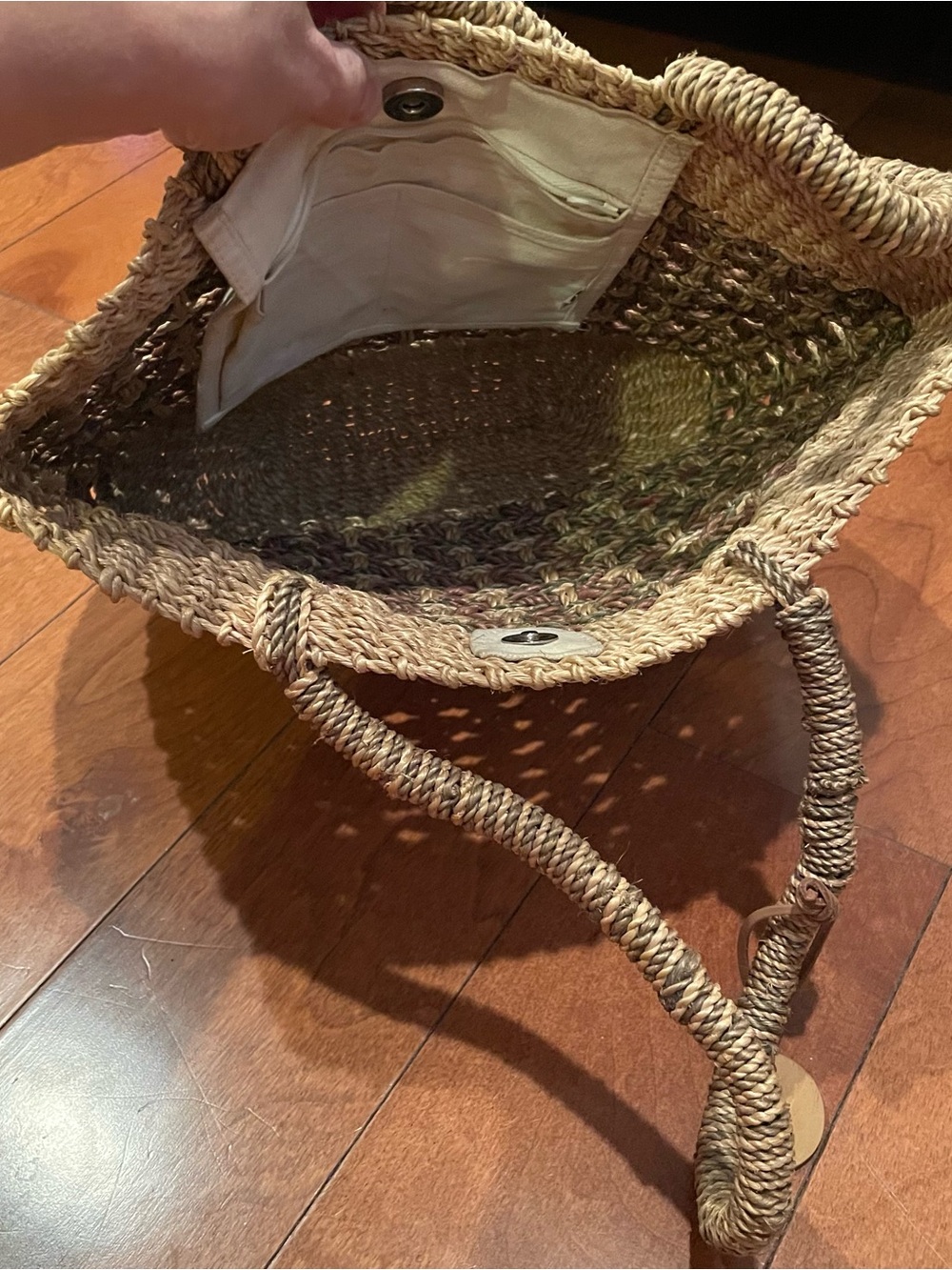 Nine West Natural Brown Woven Seagrass Tote - Picture 4 of 15